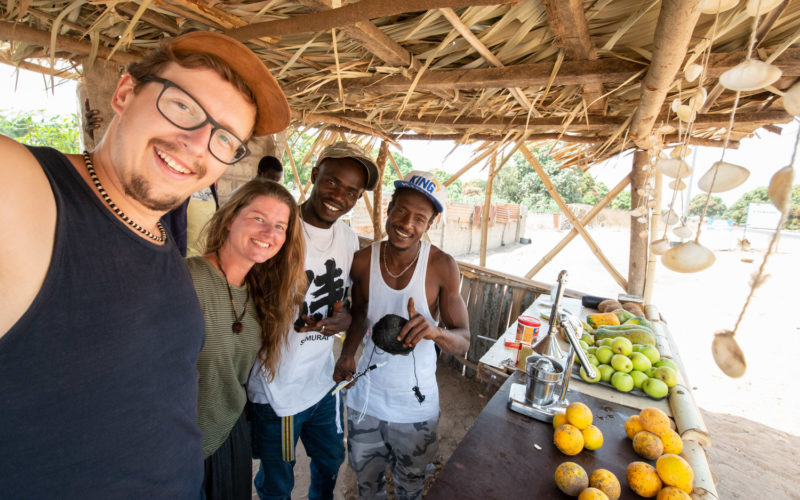 Ellis & Me and Juice man selfie in Gunjur, Gambia